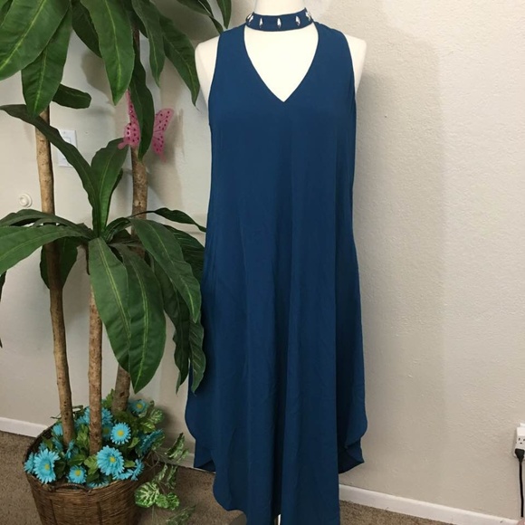 W Wrapper Dresses & Skirts - W Wrapper Sleeveless Teal Choker Dress